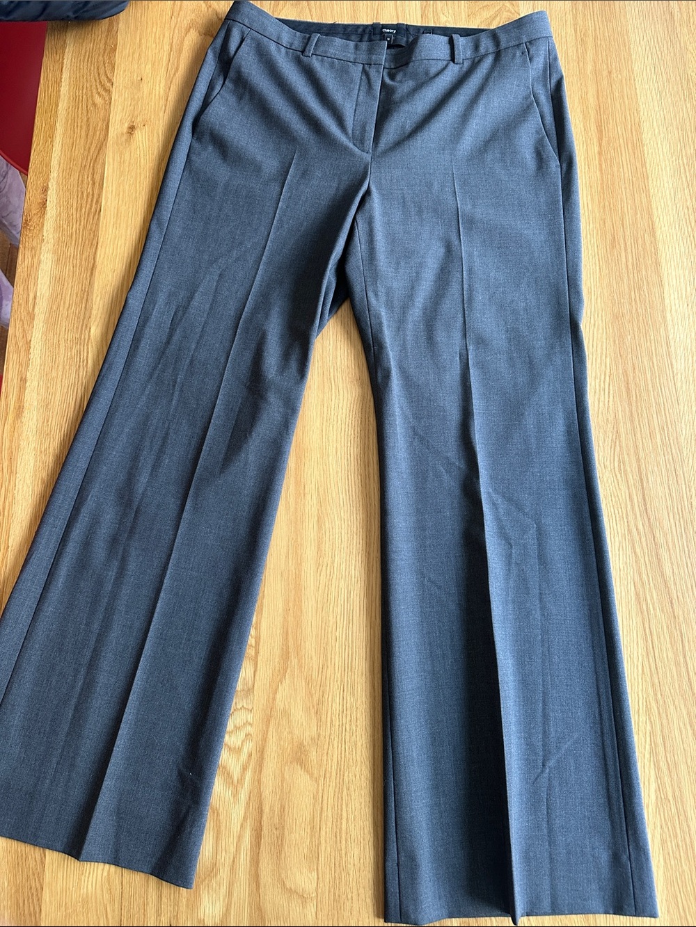 Theory Wide-Leg Dress Pants in Charcoal Gray